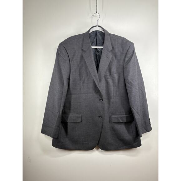 Joseph & Feiss Gold Blazer Jacket Men's 48 R Gray Solid Tweed Vintage See Pictr
